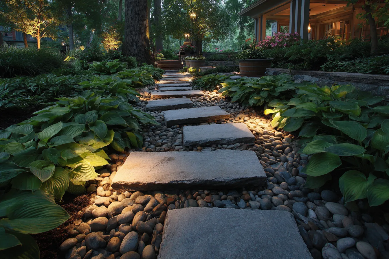 7. Lush Landscaping with Hostas and Ferns