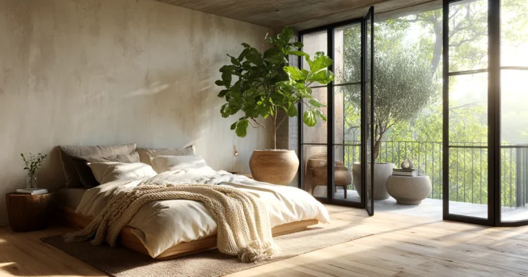Unlock Serenity: 10 Biophilic Bedroom Secrets for a Naturally Lit Oasis with Balcony